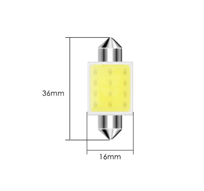 LED Σωληνωτό 36mm COB Λευκό φως 12V Κωδικός ST801