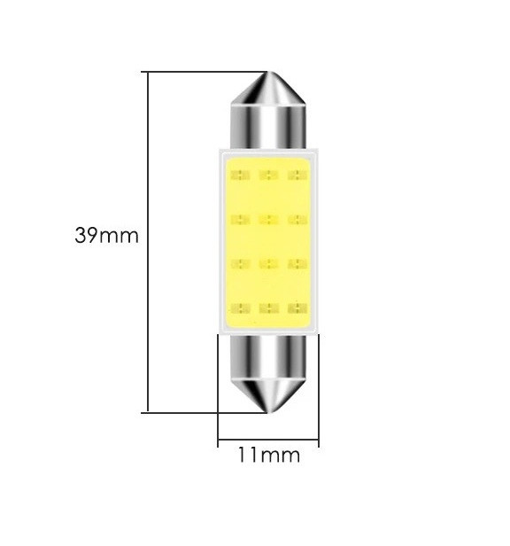 LED Σωληνωτό 39mm COB Λευκό φως 12V Κωδικός ST802