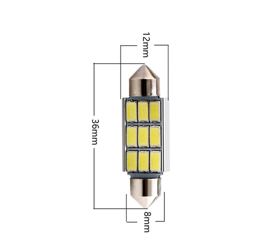LED Σωληνωτό 36mm CANBUS Λευκό φως 12V Κωδικός XF239