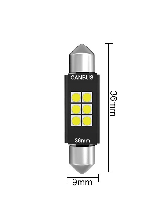 LED Σωληνωτό 36mm CANBUS Λευκό φως 12V Κωδικός XF245