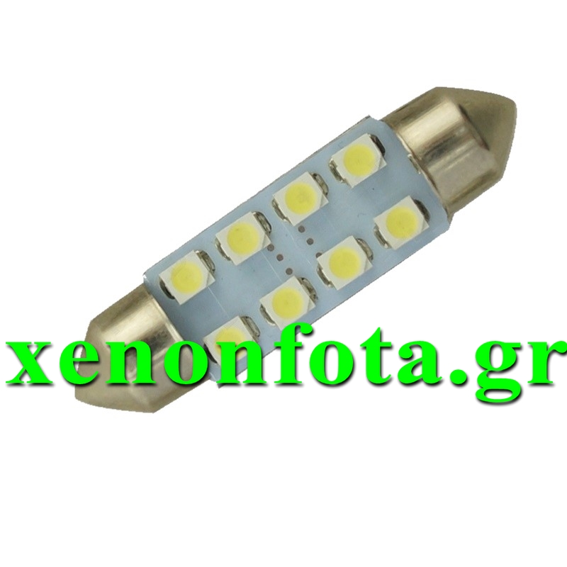 Led Σωληνωτό 41mm 8 SMD λευκό ψυχρό Κωδικός XF536