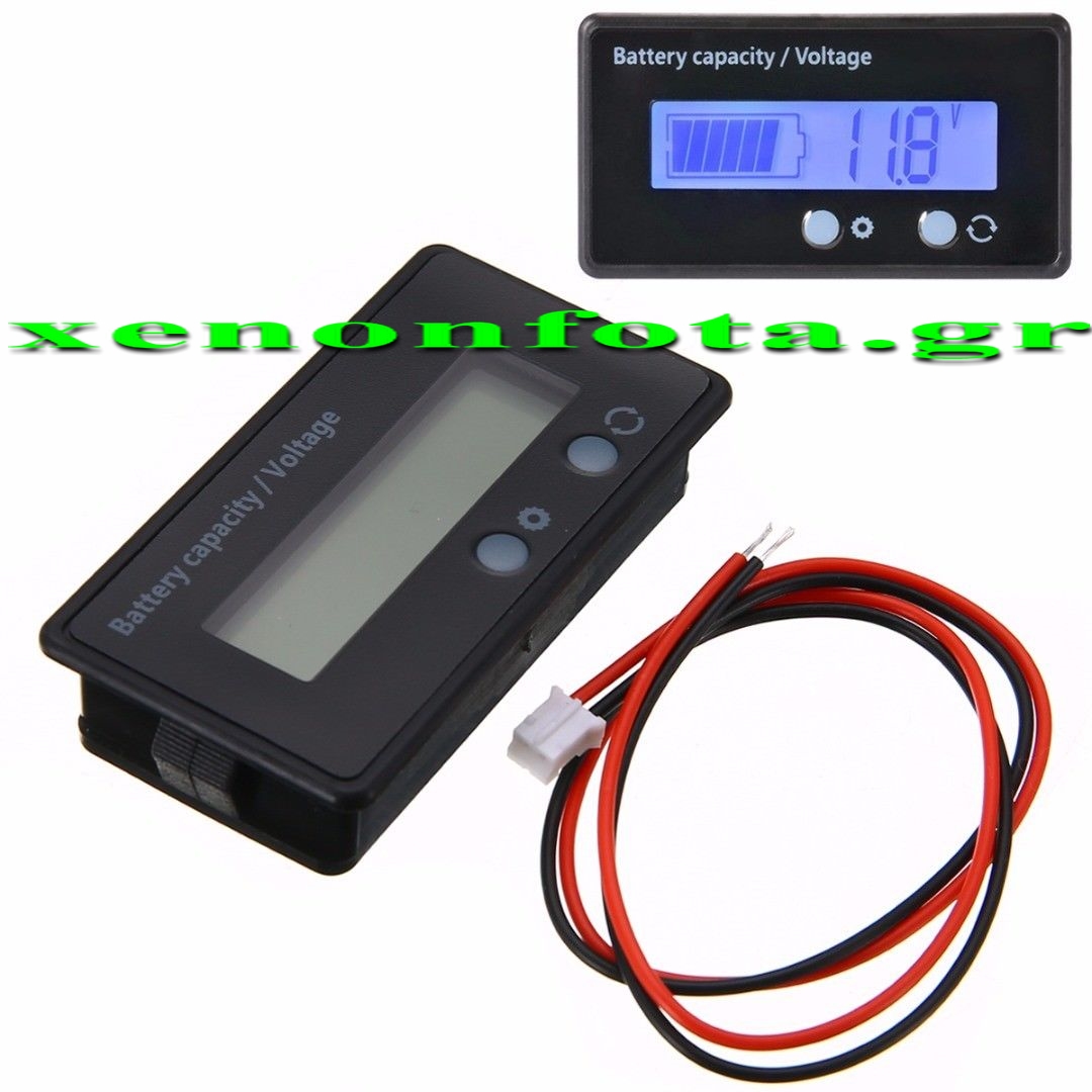 Βολτόμετρο Αδιάβροχο με οθόνη LCD μπλε 6-36V