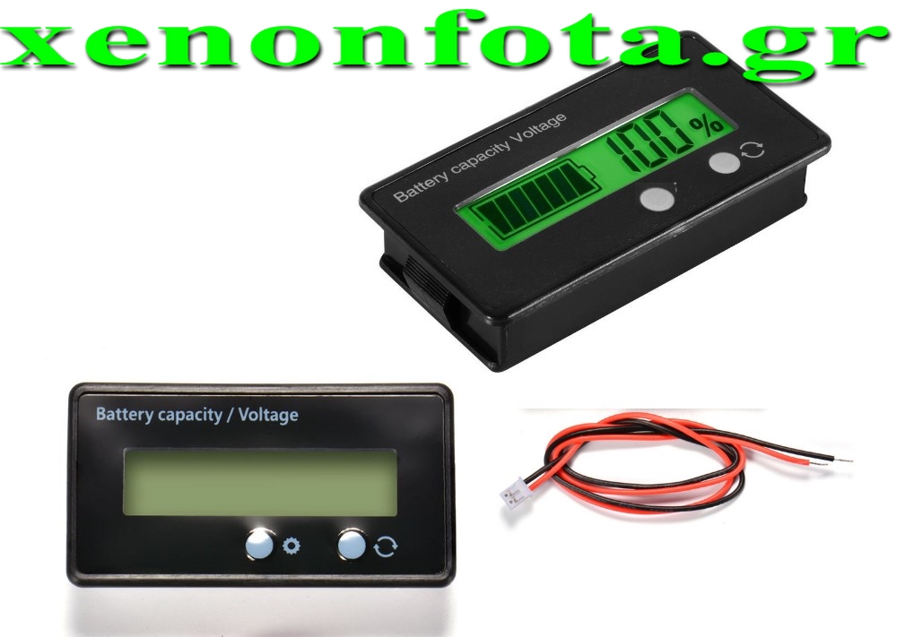 Βολτόμετρο Αδιάβροχο με οθόνη LCD πράσινη 6-36V Κωδικός XF189
