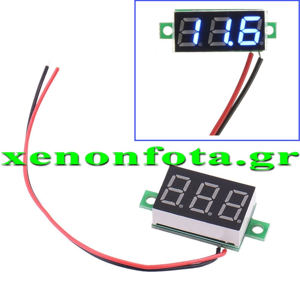 Βολτόμετρο ψηφιακό 5V-30V super mini Μπλε ψηφία Κωδικός XF195