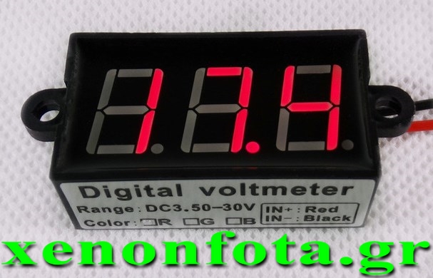 Βολτόμετρο ψηφιακό αδιάβροχο 3.5-30V Κόκκινα ψηφία Κωδικός XF203