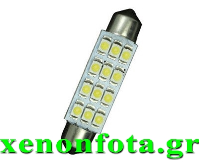 LED Σωληνωτό 41mm 12 SMD Λευκό φως Κωδικός XF561