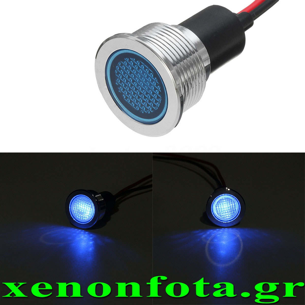 Ενδεικτικό LED Αδιάβροχο μεταλλικό 19mm Μπλε φως Κωδικός XF660