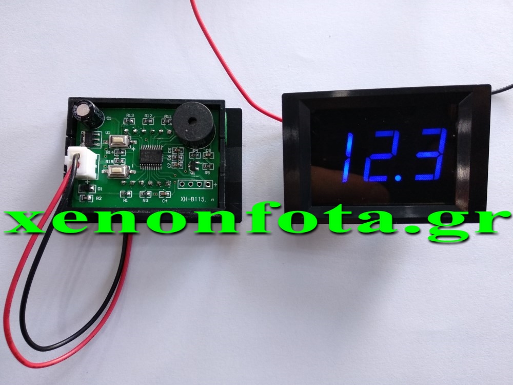 Βολτόμετρο με συναγερμό ψηφιακό 4.5V-40V Μαύρο με μπλε ψηφία Κωδικός XF191