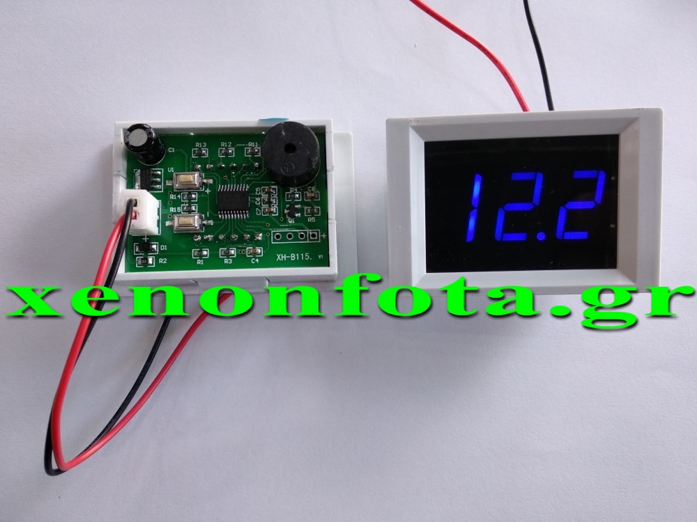 Βολτόμετρο με συναγερμό ψηφιακό 4.5V-40V Λευκό με μπλε ψηφία Κωδικός XF192